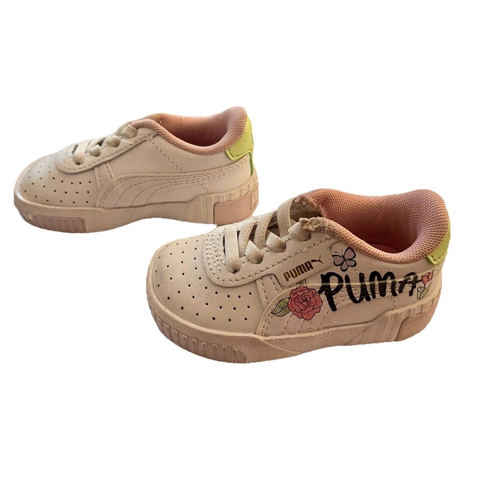Puma Cali Star In Bloom Toddler 4C White Pink Floral Butterfly Sneakers